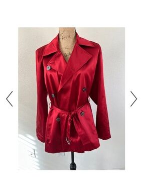 Michael Kors Red Silk Blend Double-Breasted Trench with Belt